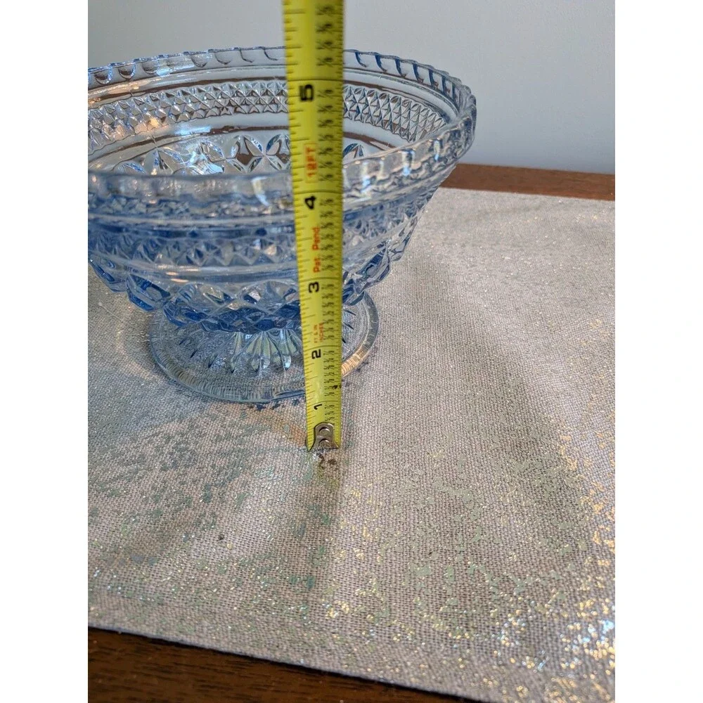 Anchor Hocking WEXFORD Vtg Sapphire Light Blue Footed Compote w/ Lid Candy Dish